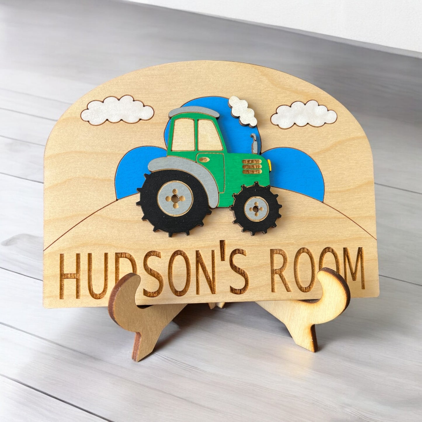 Personalised Door Sign with a Tractor