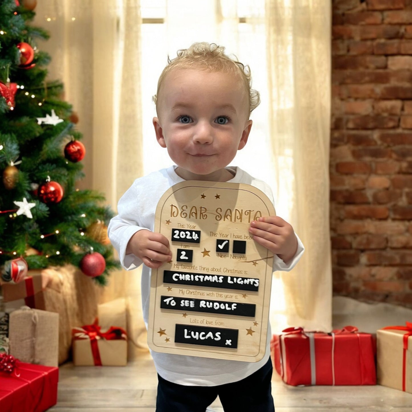 Personalised Wooden Letter to Santa/Father Christmas Memory Board