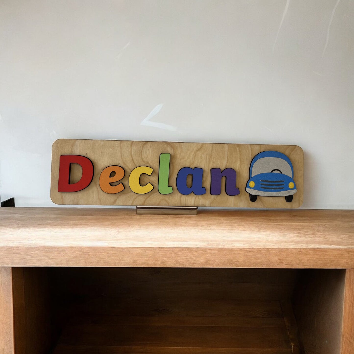 Personalised Name Puzzle with a Blue Car