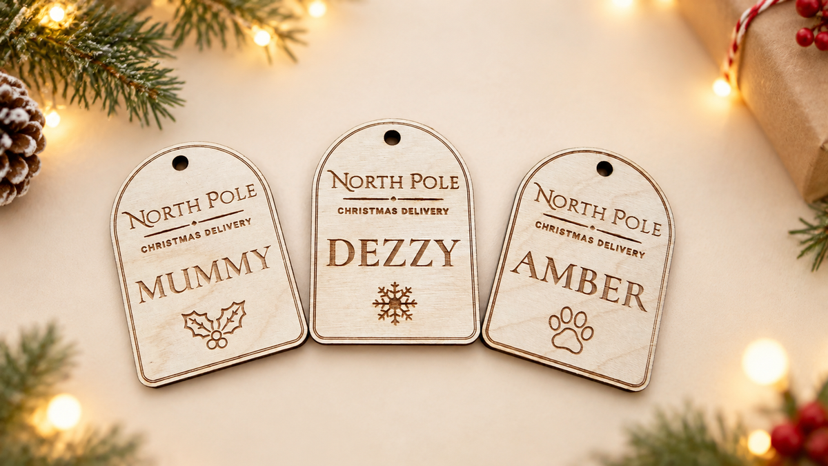 Personalised North Pole Wooden Stocking Tag