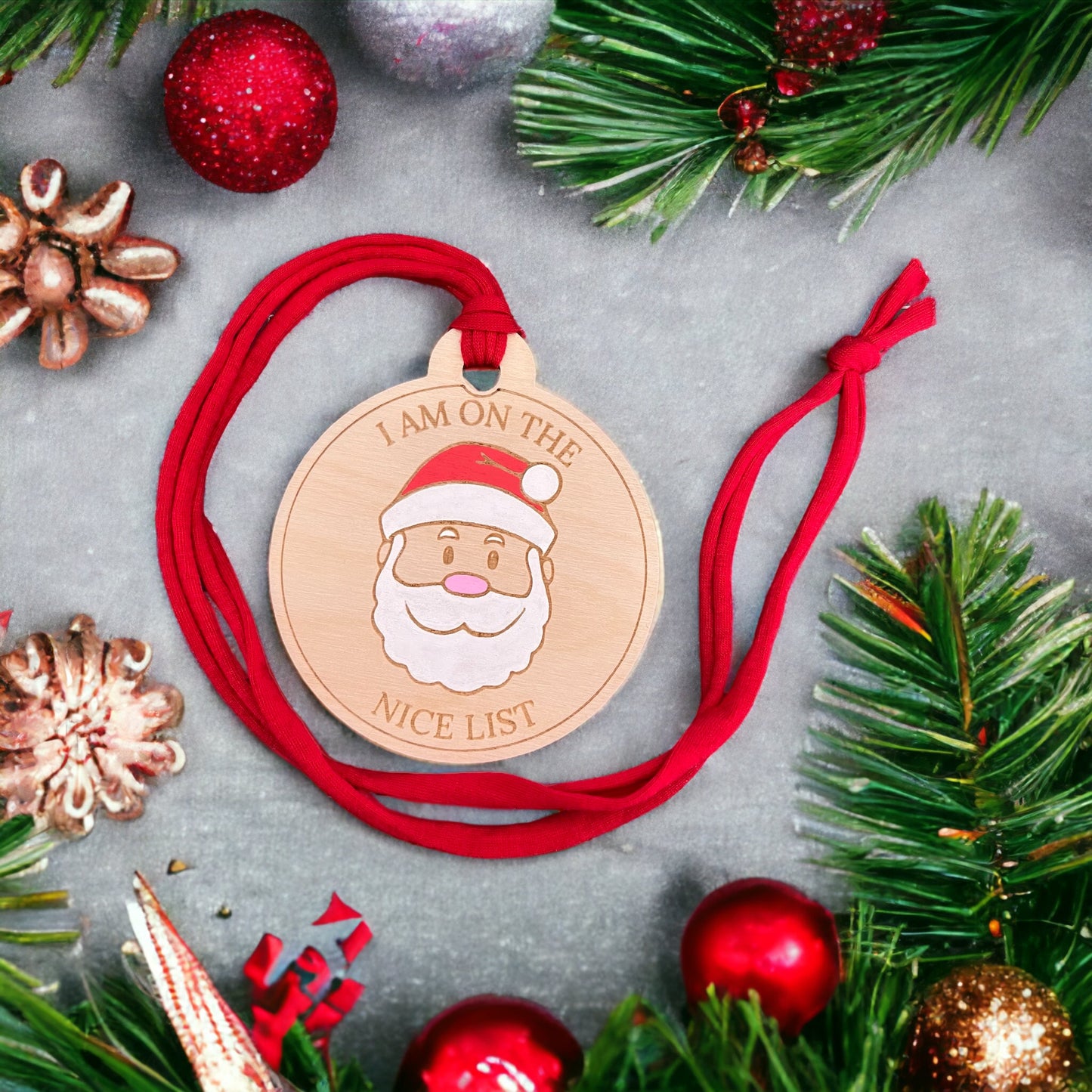 Father Christmas Nice List Personalised Medal