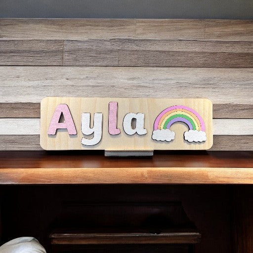 Personalised Name Puzzle with a Rainbow