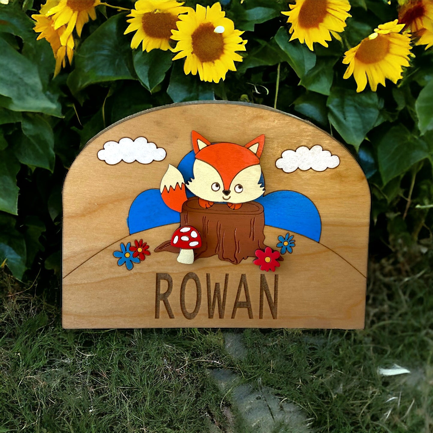 Personalised Door Sign with a Woodland Fox