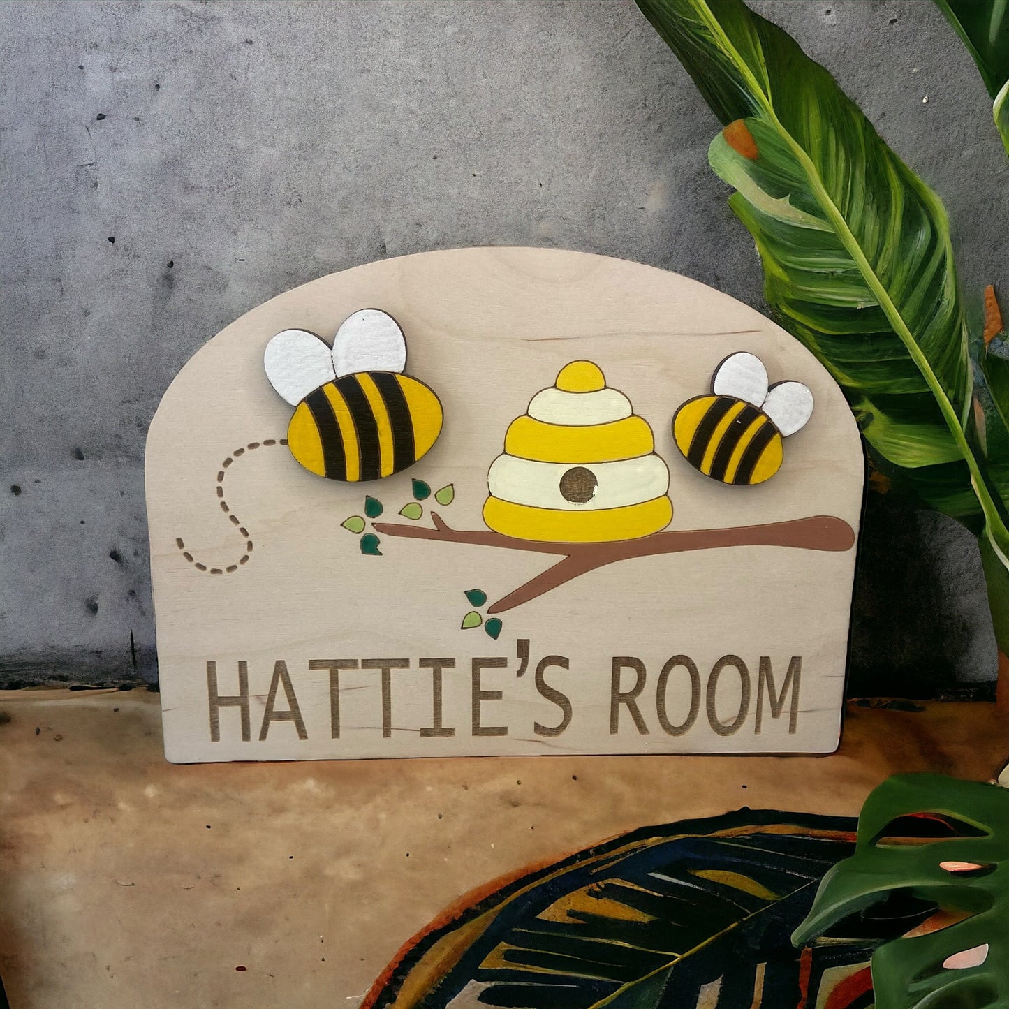 Personalised Door Sign with Buzzy Bee