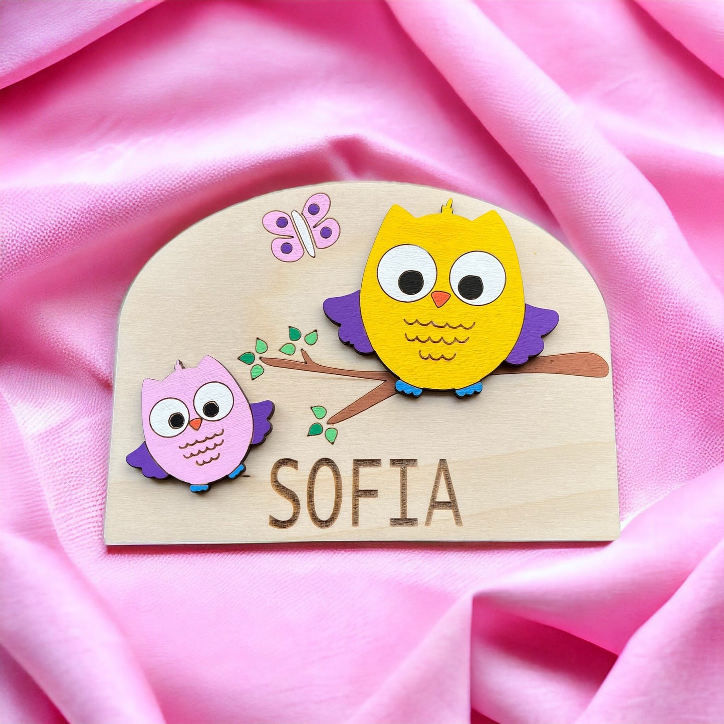 Personalised Door Sign with Owls
