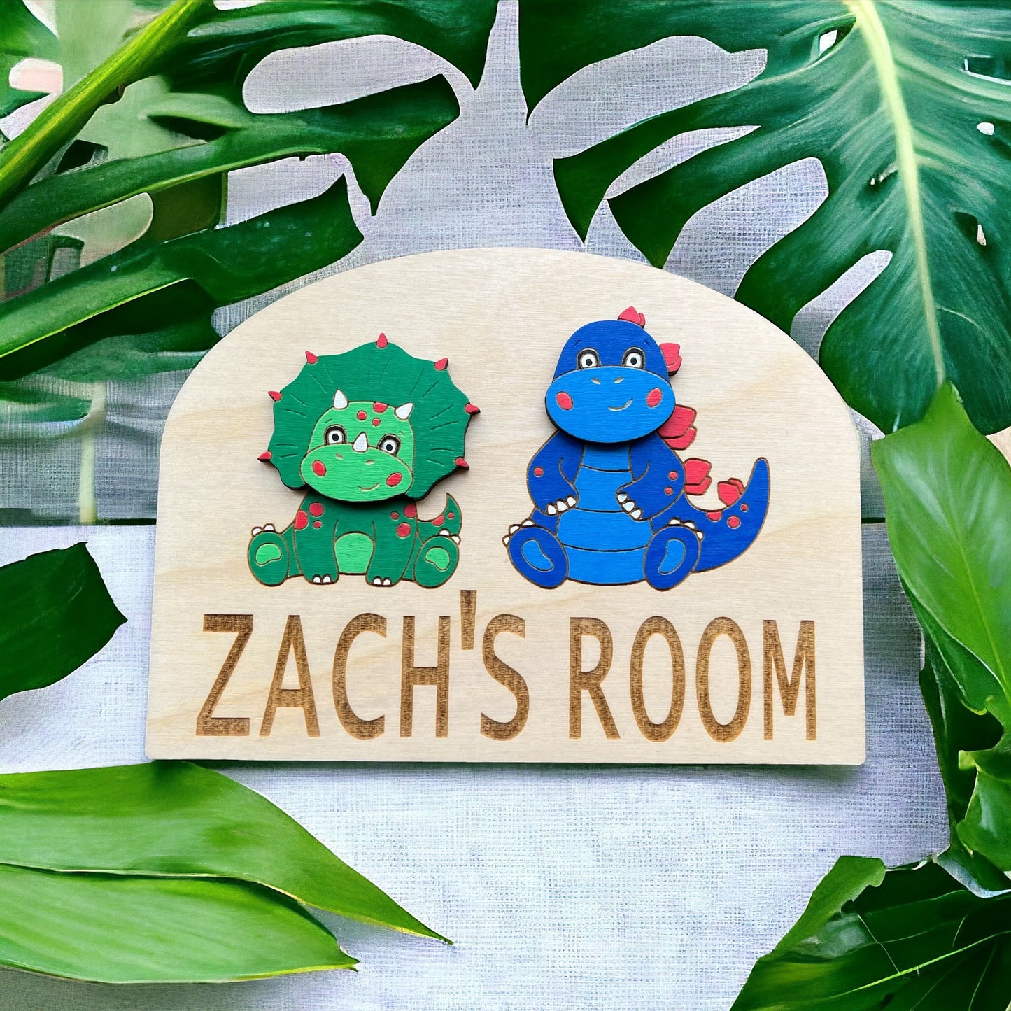 Personalised Door Sign with Dinosaurs