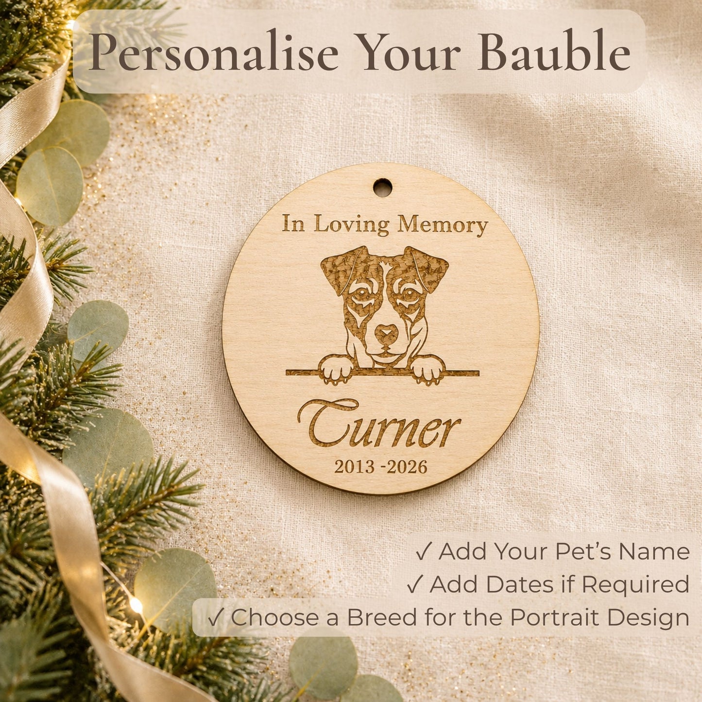 Personalised Pet Memorial Christmas Bauble