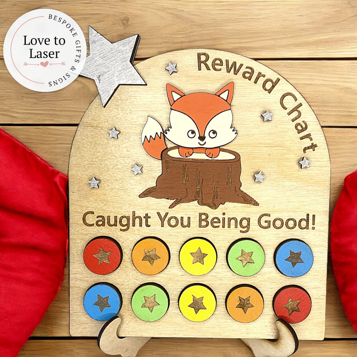 Hand Painted Wooden Reward Chart - Woodland Fox