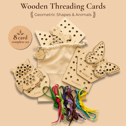 Wooden Threading Cards – Shapes & Animals