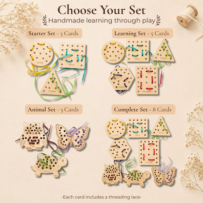 Wooden Threading Cards – Shapes & Animals