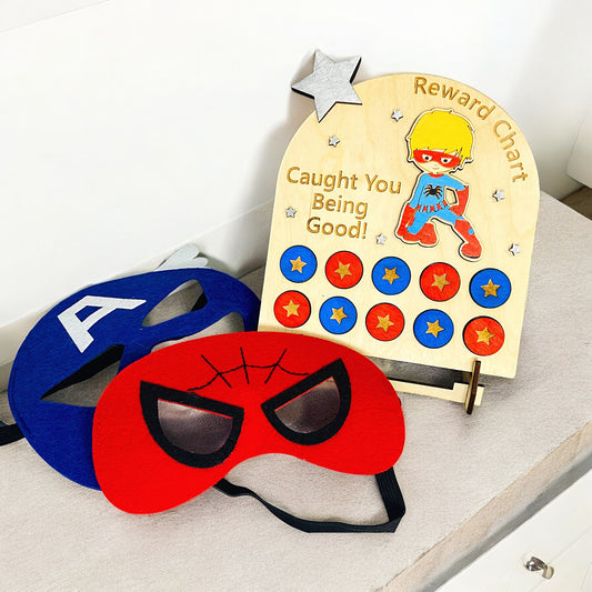 Hand Painted Wooden Reward Chart - Superhero