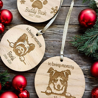 Personalised Wooden Dog Memorial Christmas Bauble