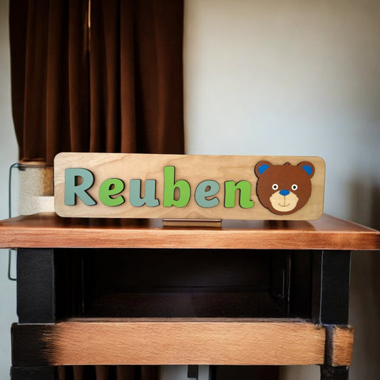 Personalised Name Puzzle with a Brown Bear