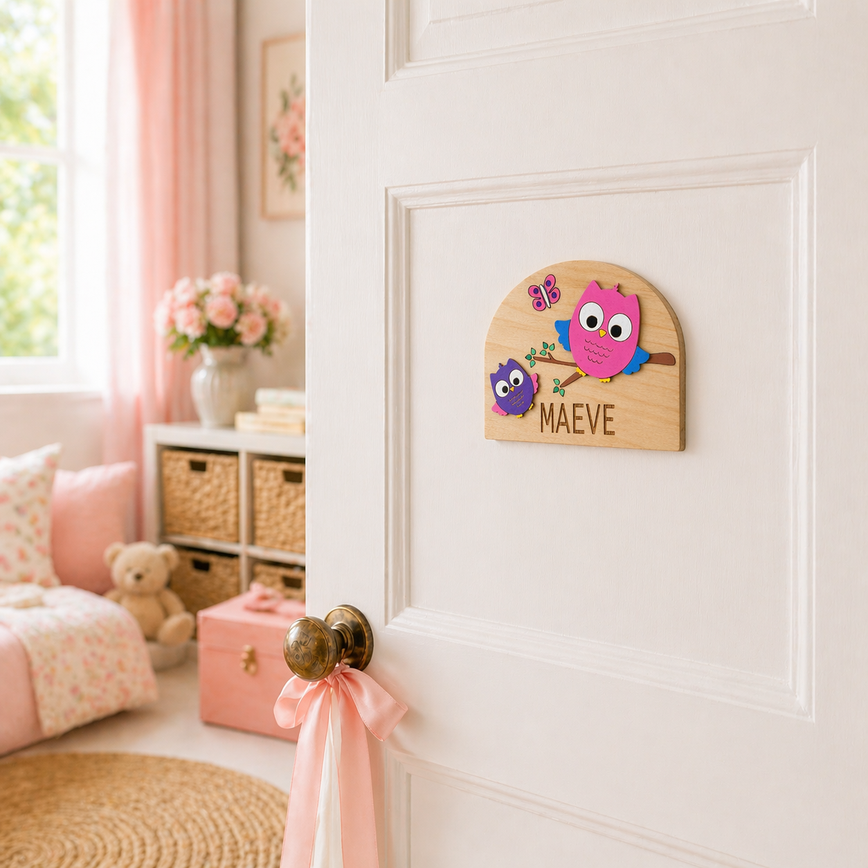 Personalised Wooden Door Sign with Animals