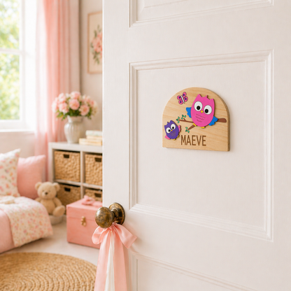 Personalised Wooden Door Sign with Animals