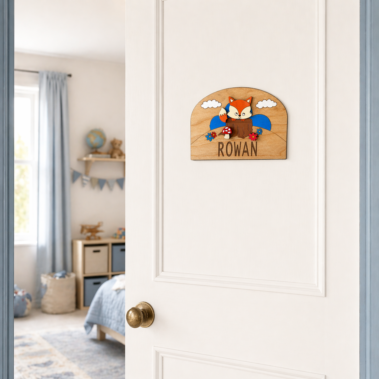 Personalised Wooden Door Sign with Animals