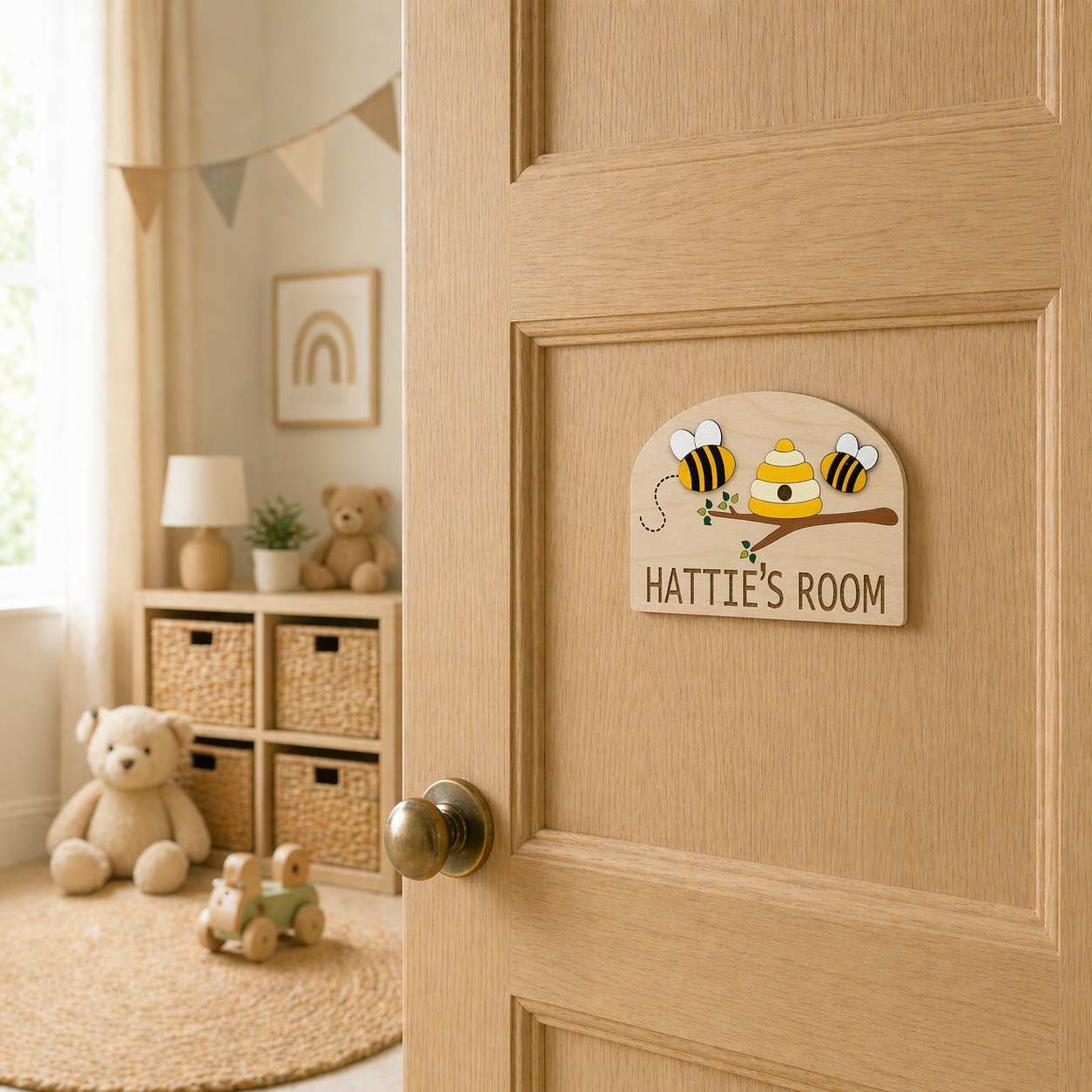 Personalised Wooden Door Sign with Animals