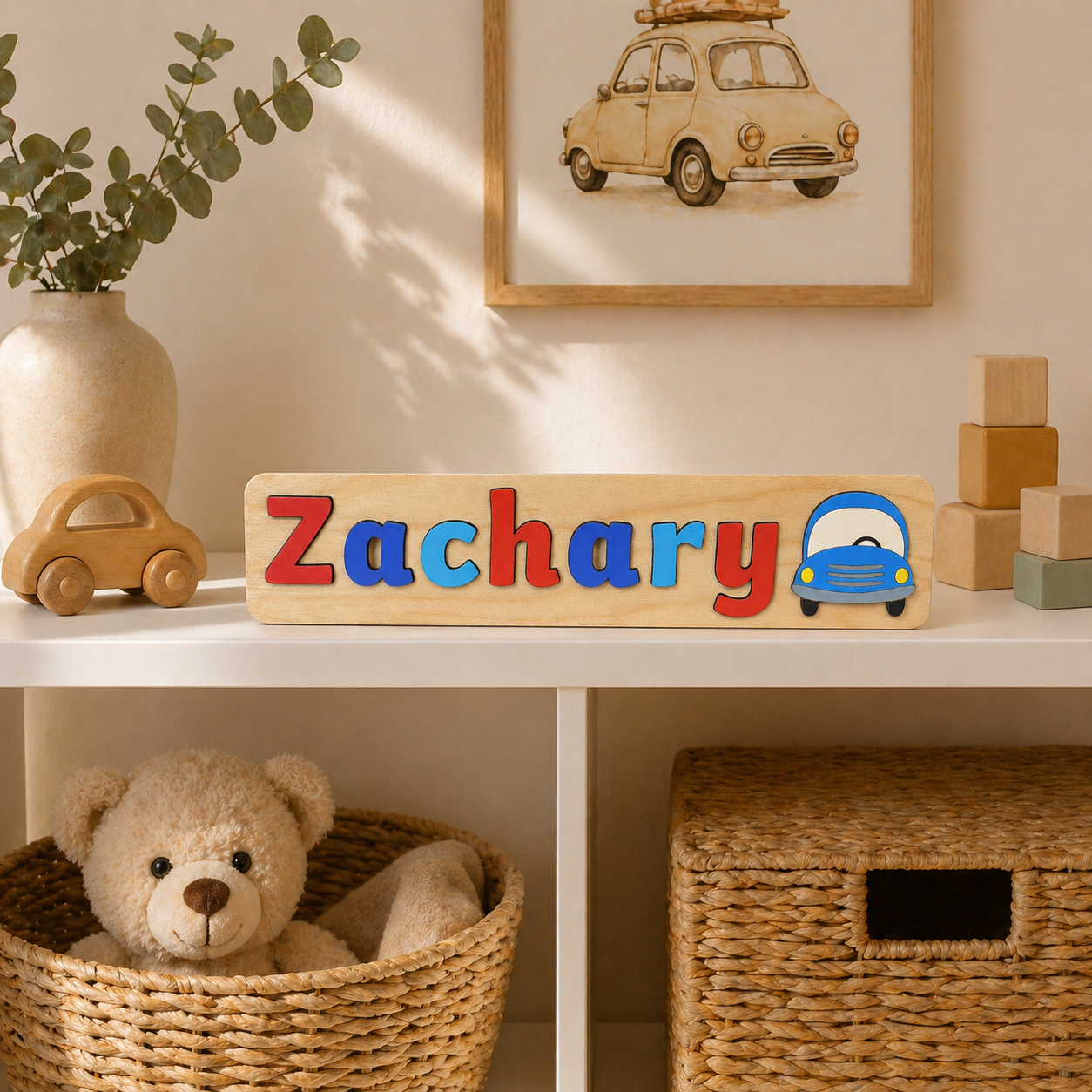 Personalised Wooden Name Puzzle with Character Pieces