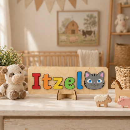 Personalised Wooden Name Puzzle with Character Pieces