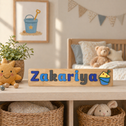 Personalised Wooden Name Puzzle with Character Pieces