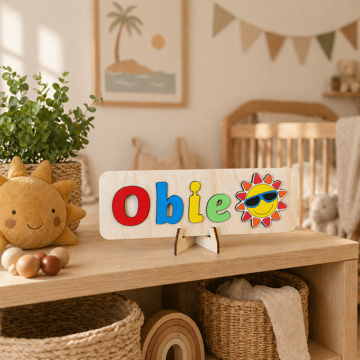 Personalised Wooden Name Puzzle with Character Pieces