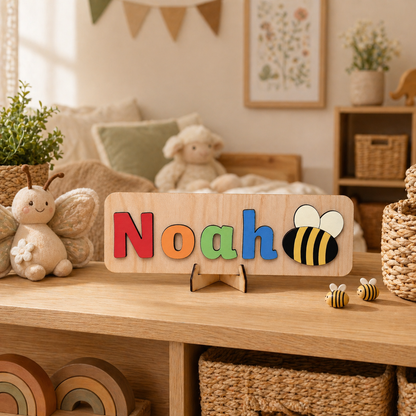 Personalised Wooden Name Puzzle with Character Pieces