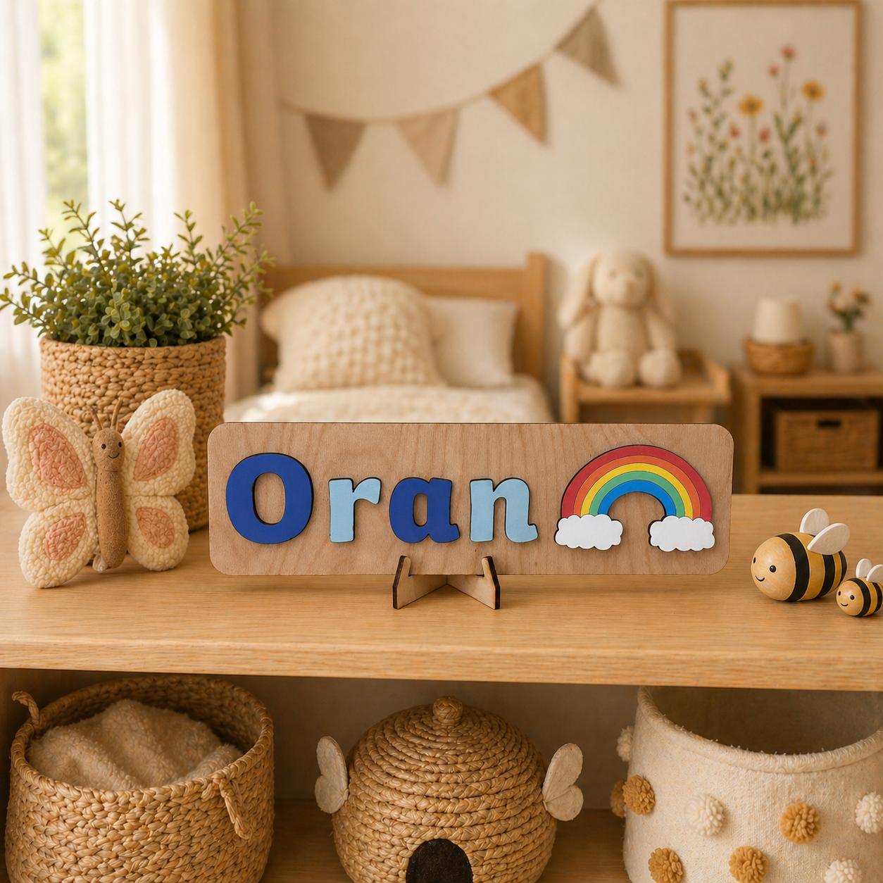 Personalised Wooden Name Puzzle with Character Pieces