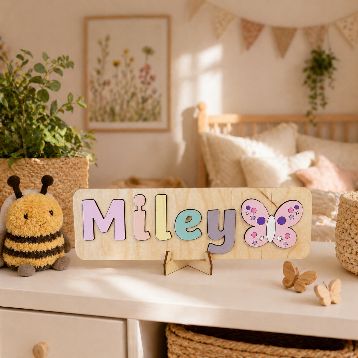Personalised Wooden Name Puzzle with Character Pieces