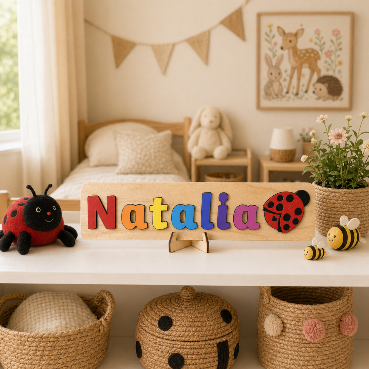 Personalised Wooden Name Puzzle with Character Pieces