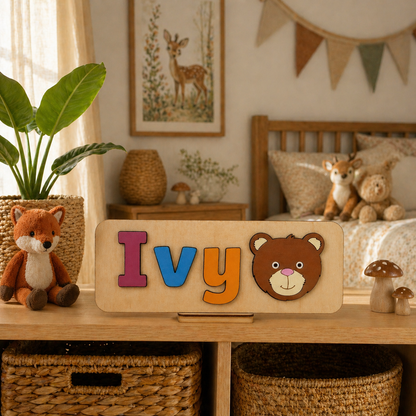 Personalised Wooden Name Puzzle with Character Pieces