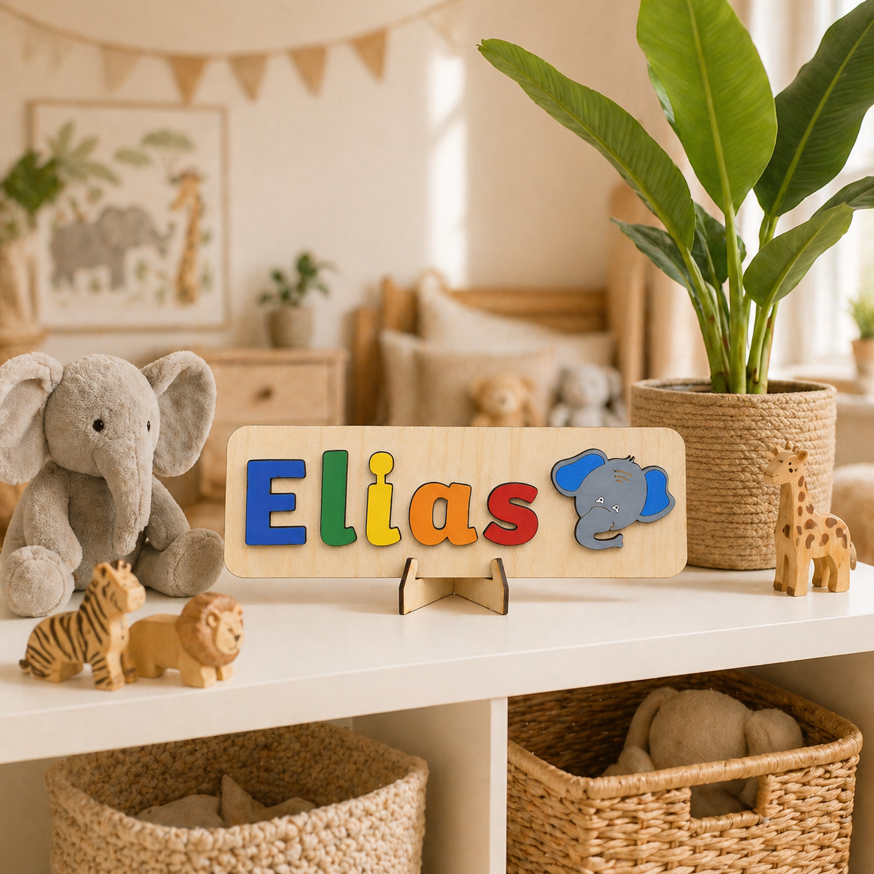 Personalised Wooden Name Puzzle with Character Pieces