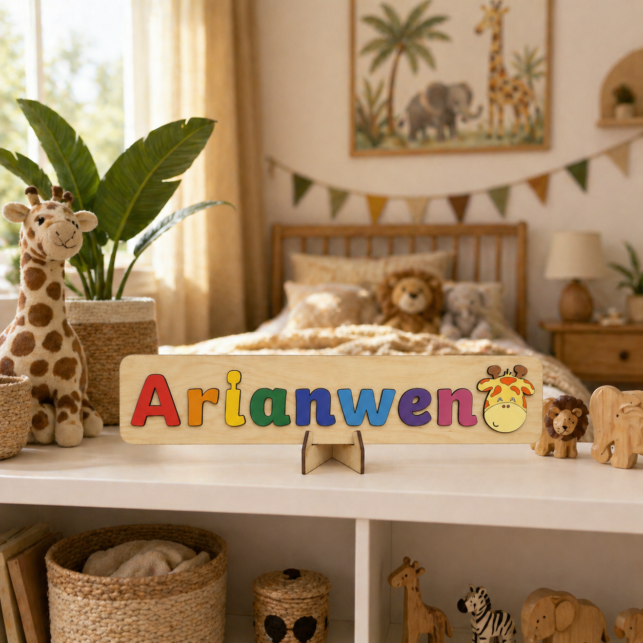 Personalised Wooden Name Puzzle with Character Pieces