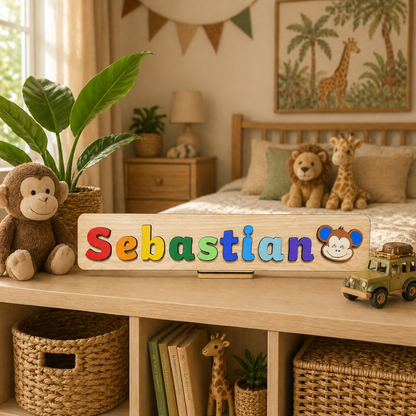 Personalised Wooden Name Puzzle with Character Pieces