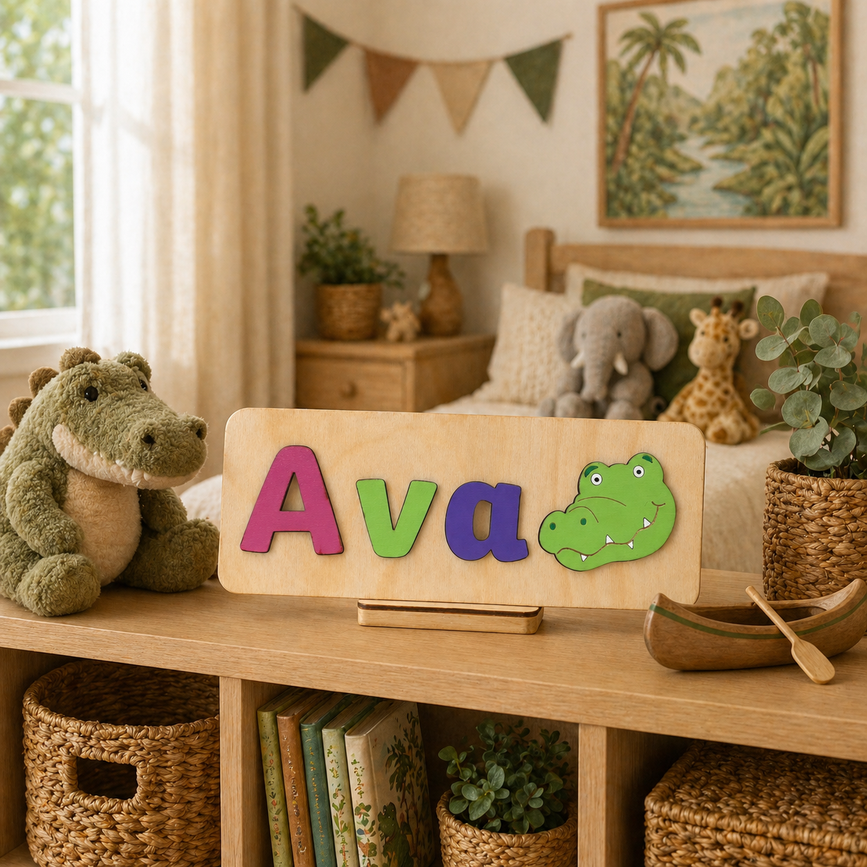 Personalised Wooden Name Puzzle with Character Pieces
