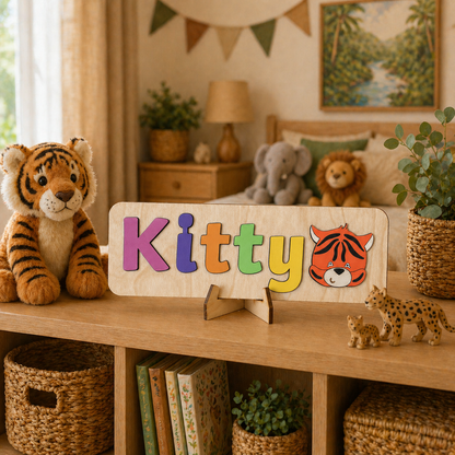 Personalised Wooden Name Puzzle with Character Pieces