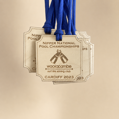 Personalised Square Wooden Medals - 70mm