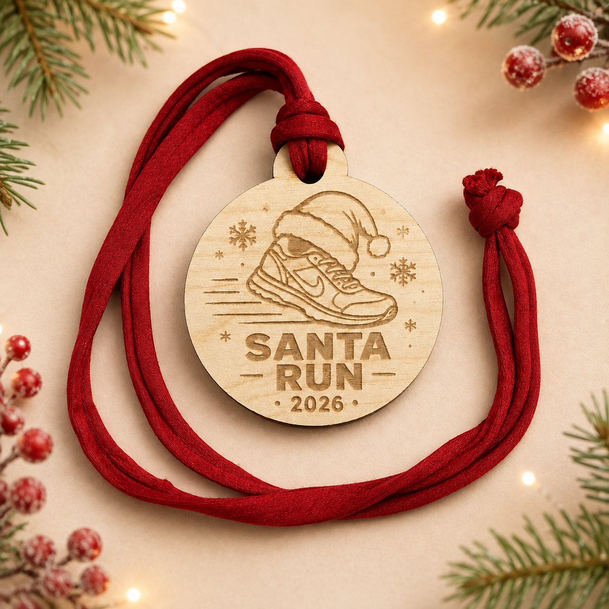 Trainer Santa Run Wooden Medal