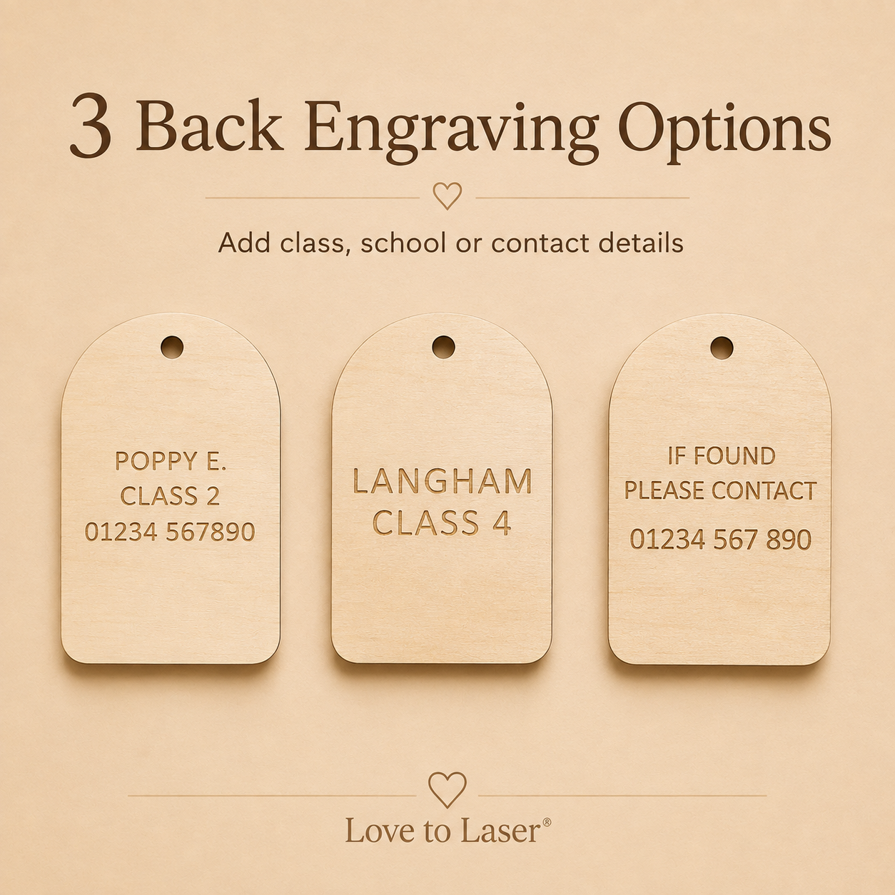 Personalised Wooden School Bag Tag