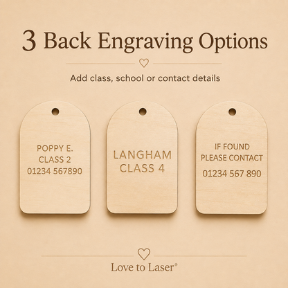 Personalised Wooden School Bag Tag