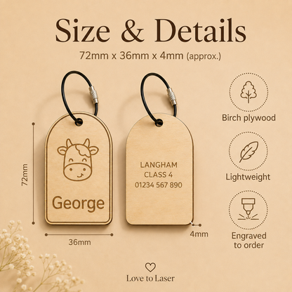 Personalised Wooden School Bag Tag