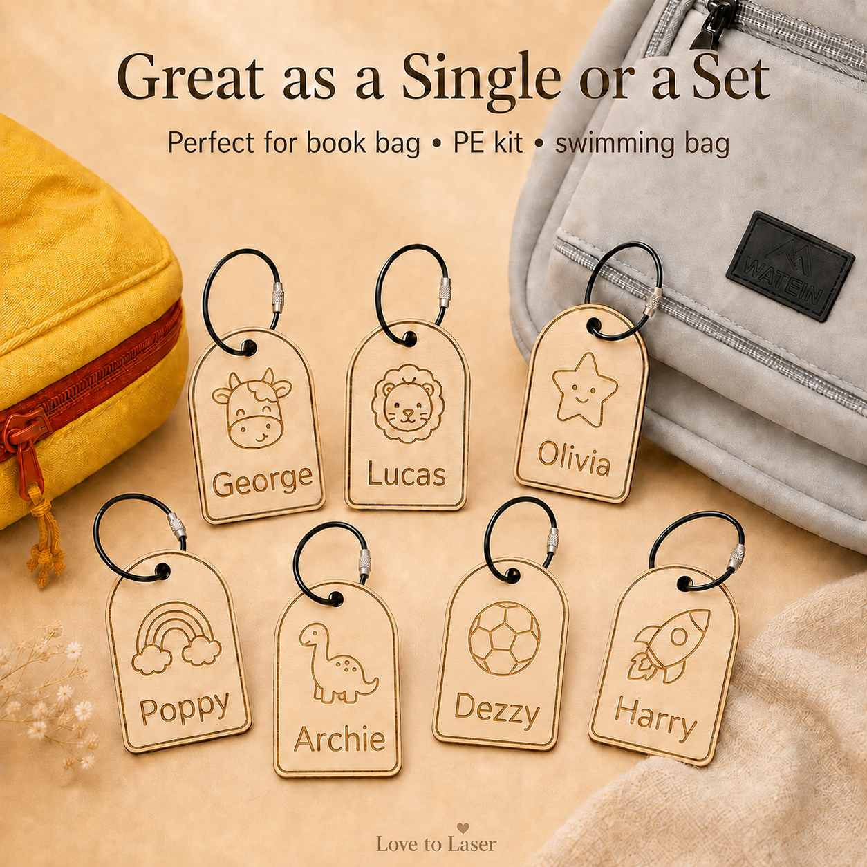 Personalised Wooden School Bag Tag