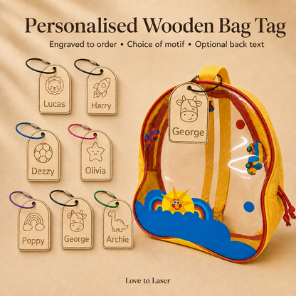 Personalised Wooden School Bag Tag