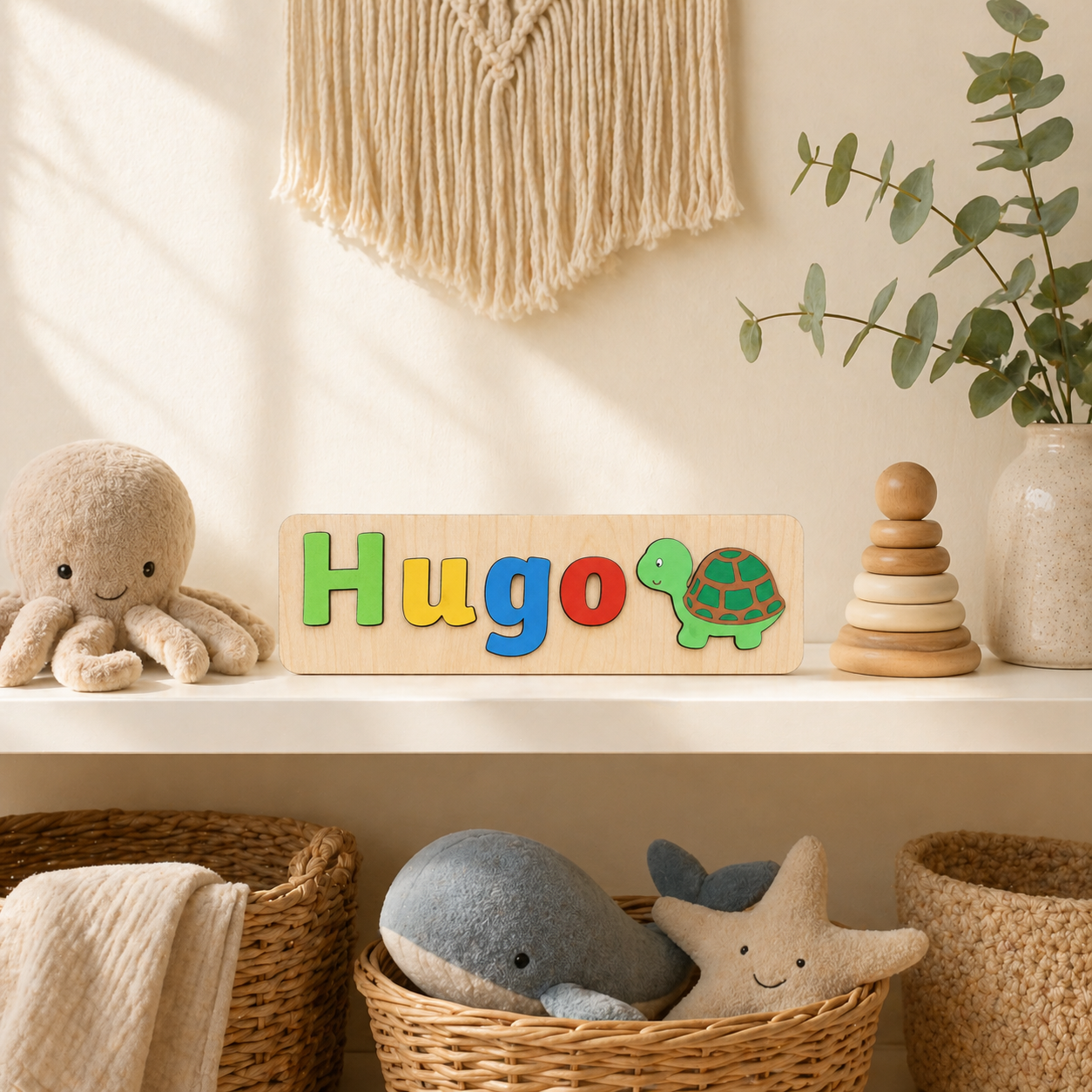 Personalised Wooden Name Puzzle with Character Pieces