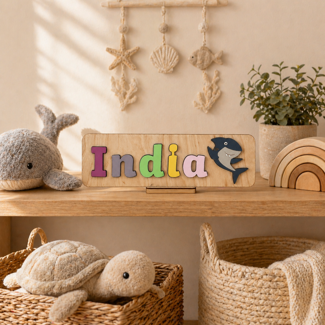 Personalised Wooden Name Puzzle with Character Pieces
