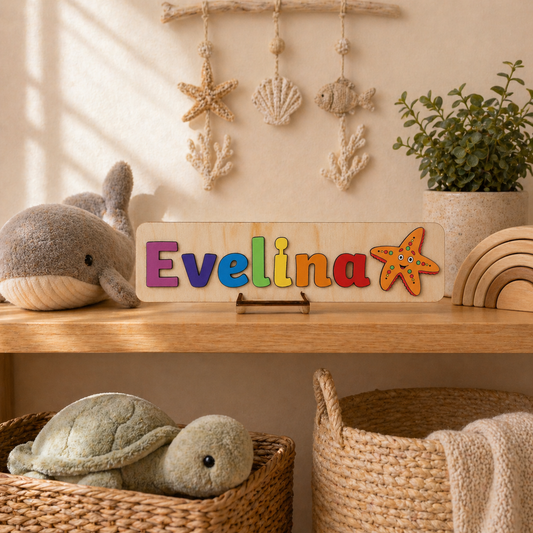 Personalised Wooden Name Puzzle with Character Pieces