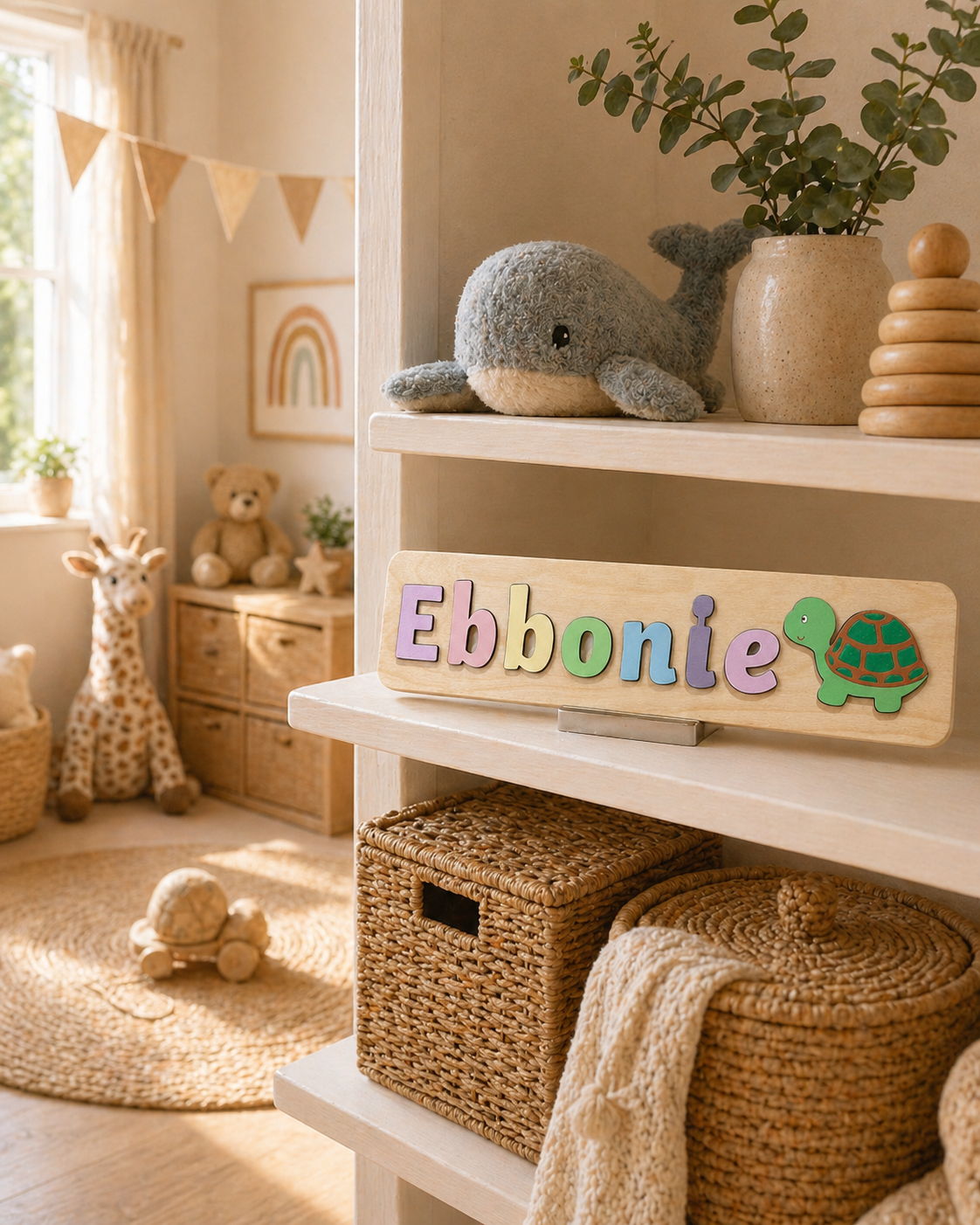 Personalised Wooden Name Puzzle with Sea Life