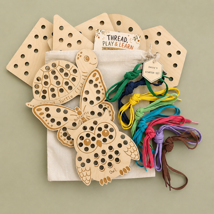 Wooden Threading Cards – Shapes & Animals