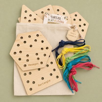 Wooden Threading Cards – Shapes & Animals
