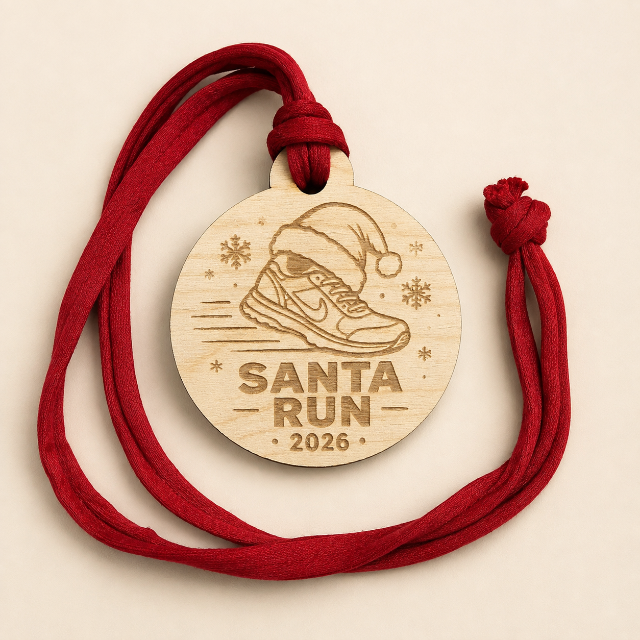 Trainer Santa Run Wooden Medal