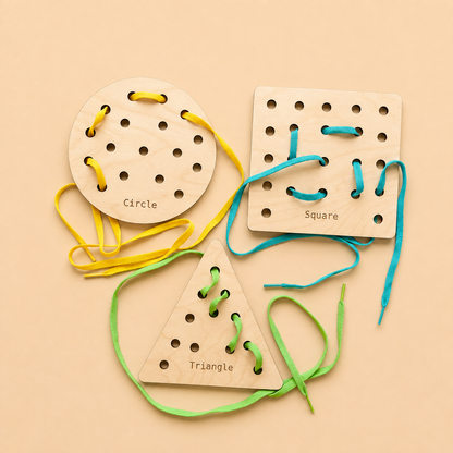 Wooden Threading Cards – Shapes & Animals